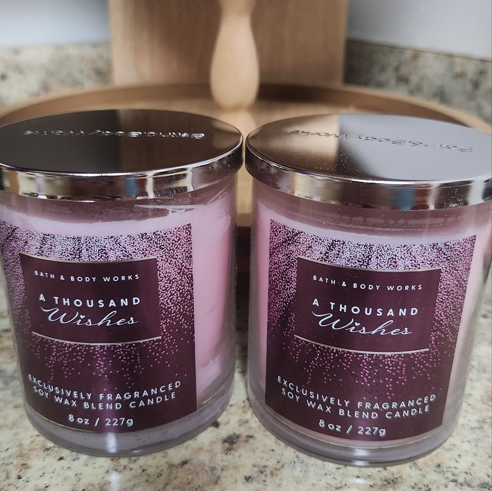 NEW Bath & Body Works "A Thousand Wishes" Single Wick Candle Bundle of 2